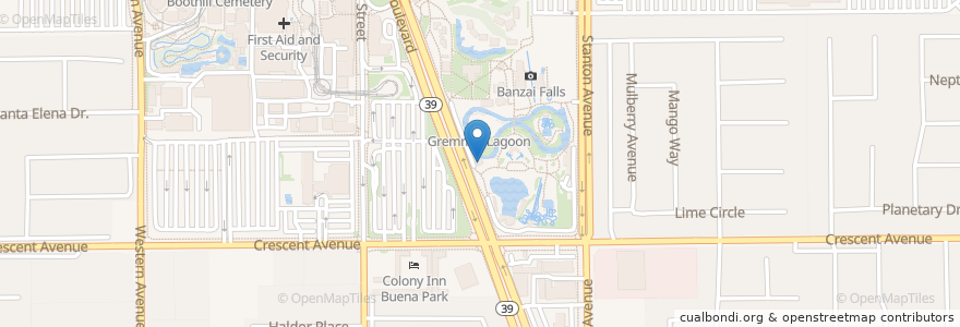 Mapa de ubicacion de Surf Daddy's Food Hut en 美利坚合众国/美利堅合眾國, 加利福尼亚州/加利福尼亞州, Orange County, Buena Park.