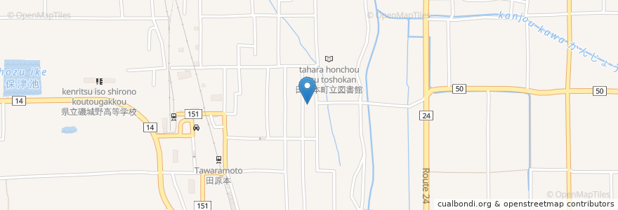 Mapa de ubicacion de 田原本町 en 日本, 奈良県, 磯城郡, 田原本町.