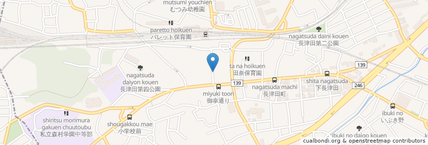 Mapa de ubicacion de リハテラス長津田 en Japonya, 神奈川県, 横浜市, 緑区.
