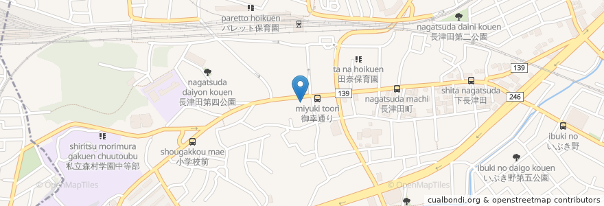 Mapa de ubicacion de アイラ動物病院 en Japonya, 神奈川県, 横浜市, 緑区.