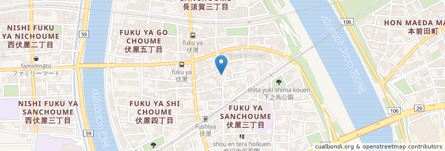 Mapa de ubicacion de 七所神社 en Japão, 愛知県, Nagoia, 中川区.