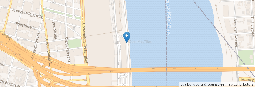 Mapa de ubicacion de Erato Street Wharf en États-Unis D'Amérique, Louisiane, Orleans Parish, La Nouvelle-Orléans.
