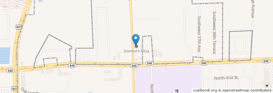 Mapa de ubicacion de Domino's en Verenigde Staten, Florida, Broward County, Dania Beach, Hollywood.