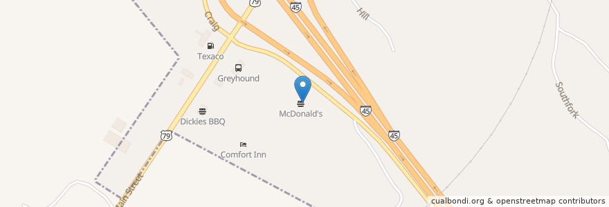 Mapa de ubicacion de McDonald's en الولايات المتّحدة الأمريكيّة, تكساس, Leon County, Buffalo.