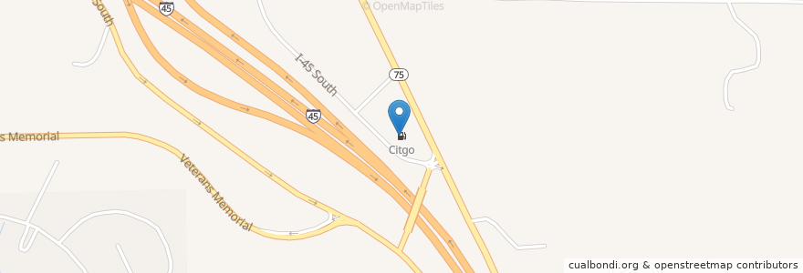 Mapa de ubicacion de Citgo en アメリカ合衆国, テキサス州, Walker County, Huntsville.