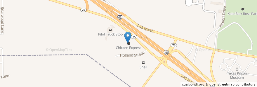 Mapa de ubicacion de Chicken Express en Estados Unidos De América, Texas, Walker County, Huntsville.