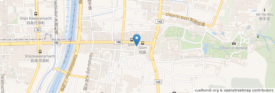 Mapa de ubicacion de Bar Gion en Japonya, 京都府, 京都市, 東山区.