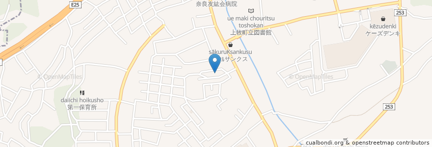 Mapa de ubicacion de 上牧町 en 일본, 나라현, 北葛城郡, 上牧町.