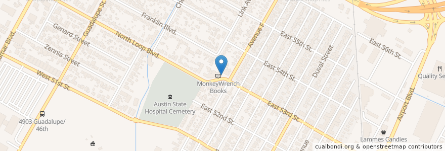 Mapa de ubicacion de The Vegan Nom en ایالات متحده آمریکا, تگزاس, Travis County, Austin.
