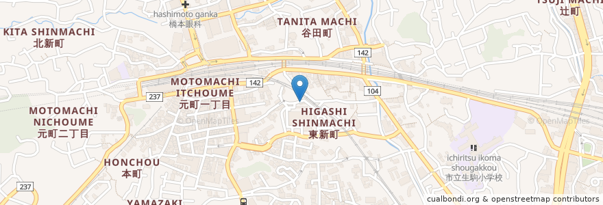 Mapa de ubicacion de 自販機 en 日本, 奈良県, 生駒市.