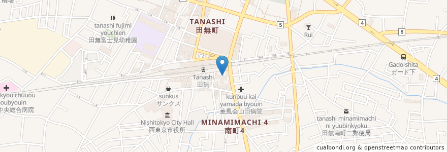 Mapa de ubicacion de 美食坊 en Jepun, 東京都, 西東京市.