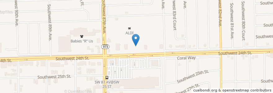 Mapa de ubicacion de Bank of America en Amerika Syarikat, Florida, Miami-Dade County.