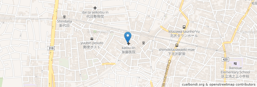 Mapa de ubicacion de 加藤医院 en ژاپن, 東京都, 世田谷区.