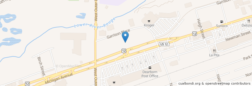 Mapa de ubicacion de Kroger en Estados Unidos De América, Míchigan, Wayne County, Dearborn.