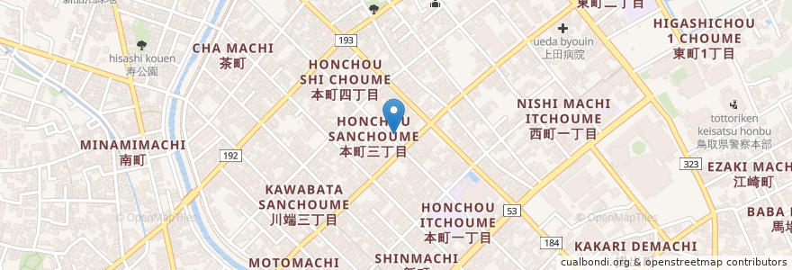 Mapa de ubicacion de 鳥取産業会館・商工会議所ビル駐車場 en Japão, 鳥取県, 鳥取市.