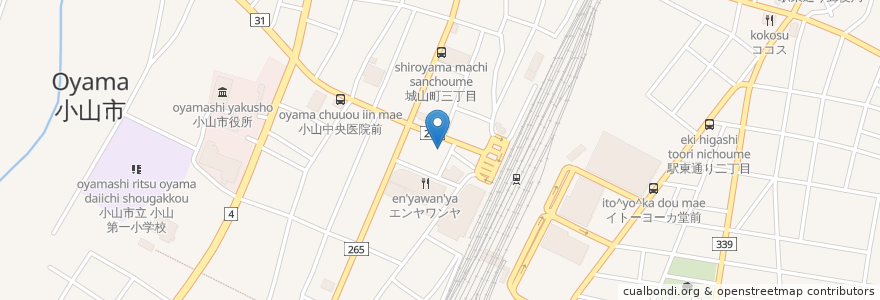 Mapa de ubicacion de ＧＡＢＵＫＩＣＨＩ en Japan, Tochigi Prefecture, Oyama.