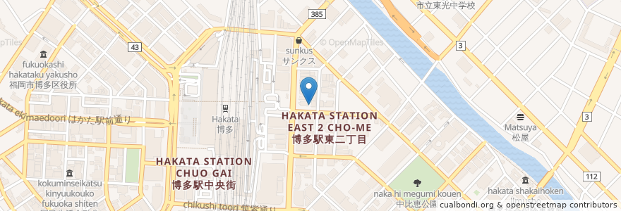 Mapa de ubicacion de Bus Stop Cafe en 日本, 福岡県, 福岡市, 博多区.
