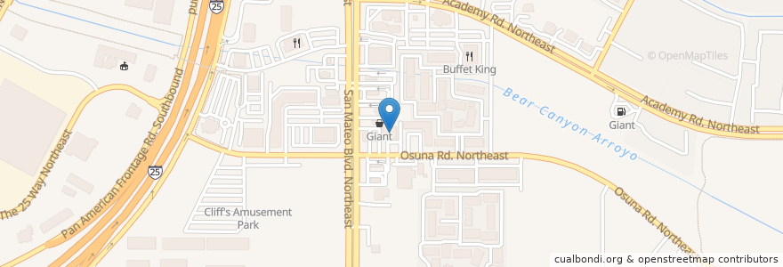 Mapa de ubicacion de Compadres Senior Center en United States, New Mexico, Bernalillo County, Albuquerque.