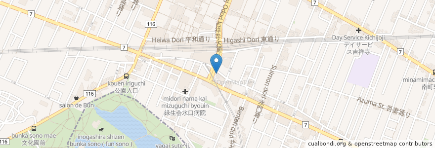 Mapa de ubicacion de やすらぎ薬局 en 日本, 東京都, 武蔵野市.