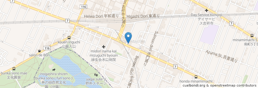 Mapa de ubicacion de 竹寿司 en اليابان, 東京都, 武蔵野市.