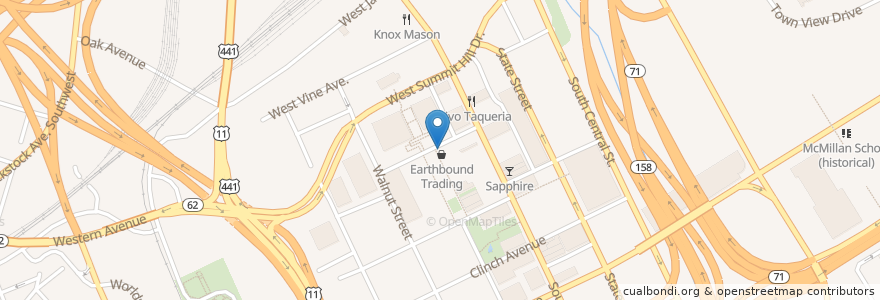 Mapa de ubicacion de Market House Cafe en 美利坚合众国/美利堅合眾國, 田纳西州, Knox County, Knoxville.
