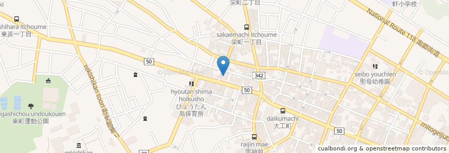 Mapa de ubicacion de ハナ信用組合 en 일본, 이바라키현, 水戸市.