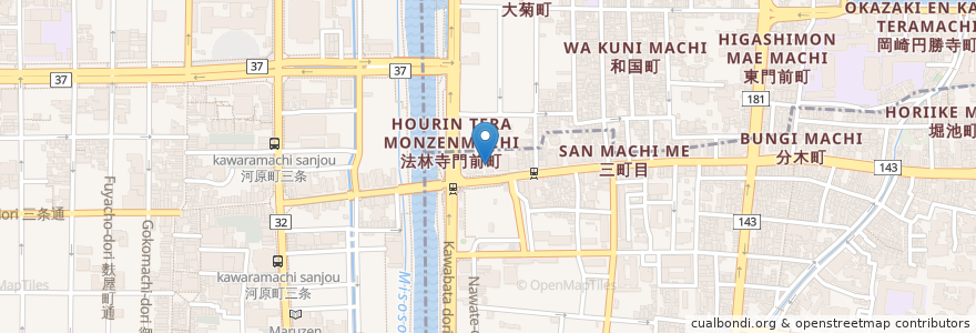 Mapa de ubicacion de 篠田屋 en 日本, 京都府, 京都市, 東山区.