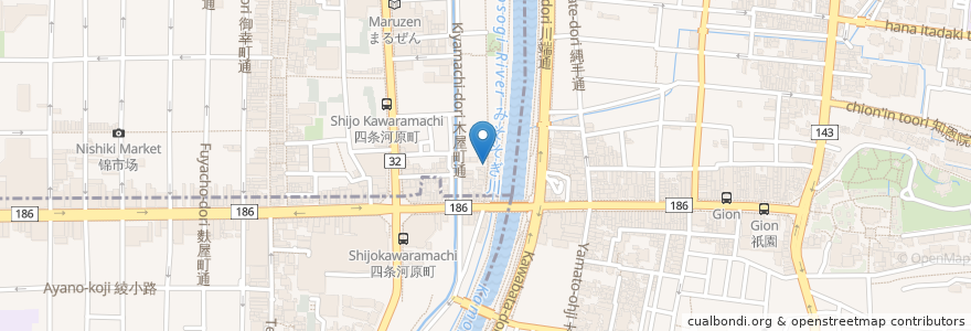Mapa de ubicacion de 一品香 en اليابان, 京都府, 京都市, 東山区, 中京区.