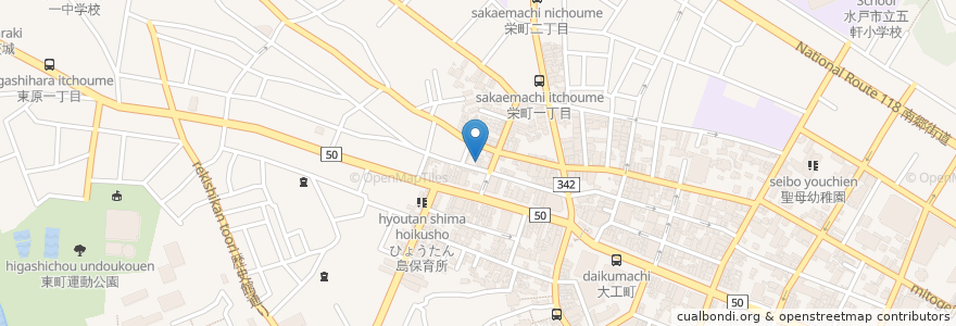 Mapa de ubicacion de 小料理 むらさき en 일본, 이바라키현, 水戸市.