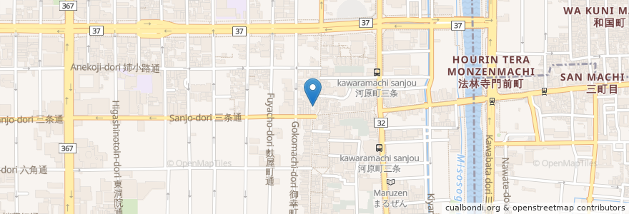 Mapa de ubicacion de かに道楽 en Japonya, 京都府, 京都市, 中京区.
