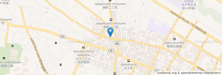Mapa de ubicacion de 一番館 en 일본, 이바라키현, 水戸市.
