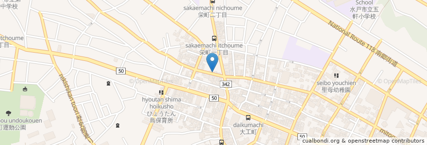 Mapa de ubicacion de 長兵衛 en 日本, 茨城県, 水戸市.