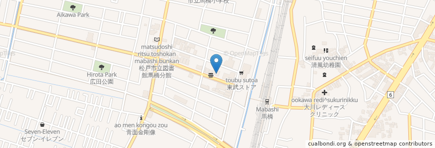 Mapa de ubicacion de モスバーガー en Japan, Präfektur Chiba, 松戸市.