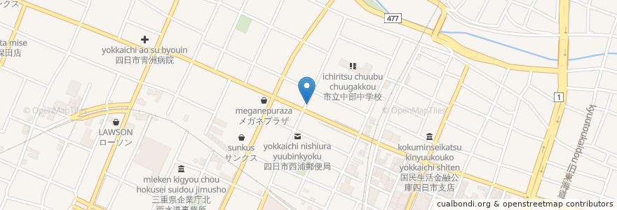 Mapa de ubicacion de みちる en Giappone, Prefettura Di Mie, 四日市市.