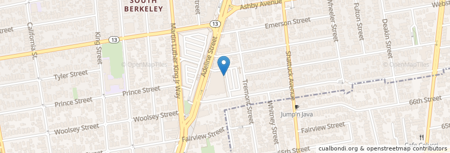 Mapa de ubicacion de Adeline & Essex (Ed Roberts Campus AccessMobile) en United States, California, Alameda County, Berkeley.