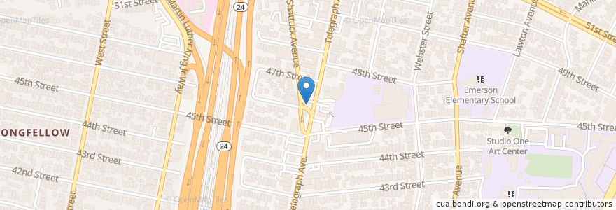 Mapa de ubicacion de Telegraph & 46th en Amerika Birleşik Devletleri, Kaliforniya, Alameda İlçesi, Oakland.
