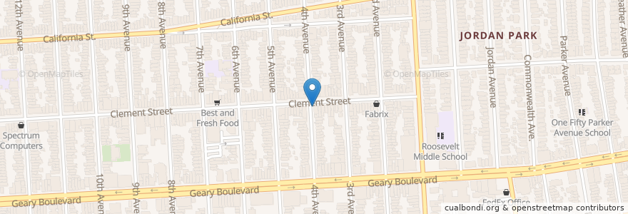 Mapa de ubicacion de 4th & Clement (on-street) en United States, California, San Francisco City And County, San Francisco.