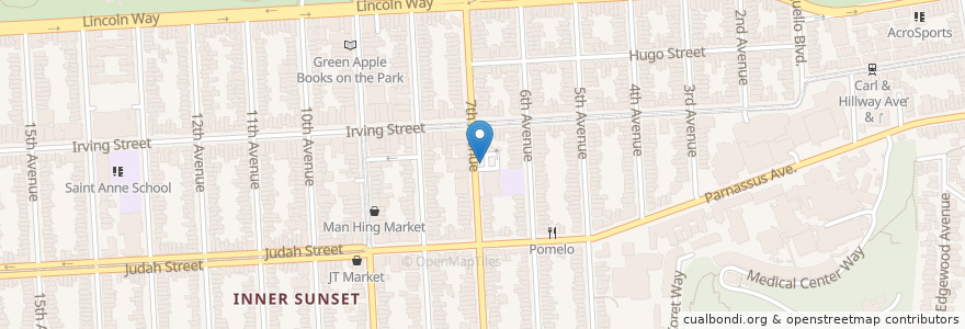 Mapa de ubicacion de 7th & Irving en 美利坚合众国/美利堅合眾國, 加利福尼亚州/加利福尼亞州, 旧金山市县/三藩市市縣/舊金山市郡, 旧金山.