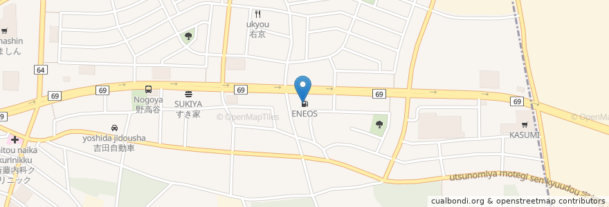 Mapa de ubicacion de ENEOS en Япония, Тотиги, 宇都宮市.