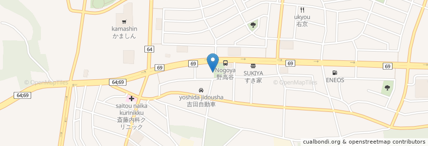 Mapa de ubicacion de 山岡家 en Japan, Tochigi Prefecture, Utsunomiya.