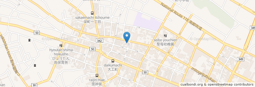 Mapa de ubicacion de 酒肆 大関 en 日本, 茨城県, 水戸市.