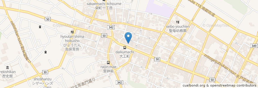 Mapa de ubicacion de 喜久水食堂 en اليابان, إيباراكي, 水戸市.