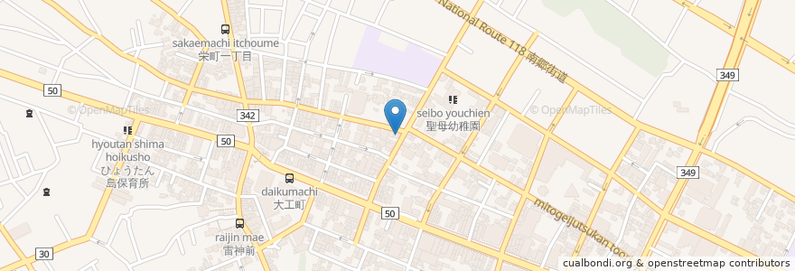 Mapa de ubicacion de 焼き鳥 銀次郎 en 일본, 이바라키현, 水戸市.