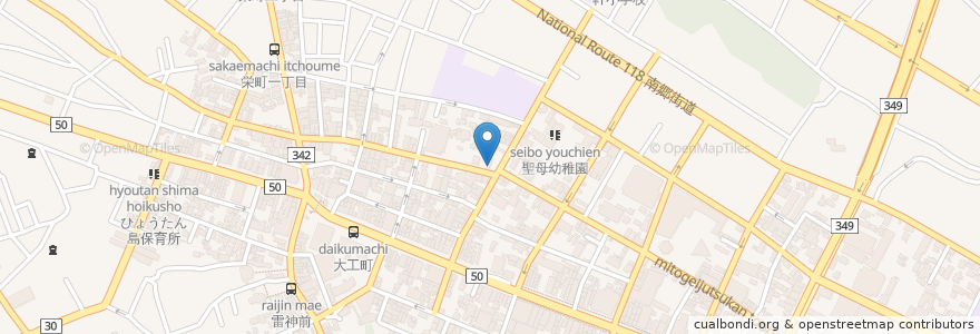 Mapa de ubicacion de アオキ薬局 en Japón, Prefectura De Ibaraki, 水戸市.