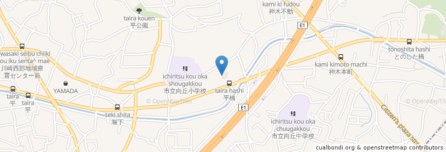 Mapa de ubicacion de おおたけファミリークリニック en Japan, Präfektur Kanagawa, 川崎市, 宮前区.