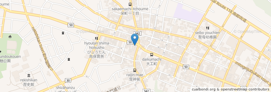Mapa de ubicacion de パイパイ麻雀 en 日本, 茨城県, 水戸市.