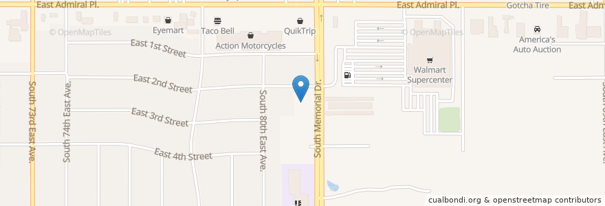 Mapa de ubicacion de Arvest Bank en Stati Uniti D'America, Oklahoma, Tulsa County, Tulsa.