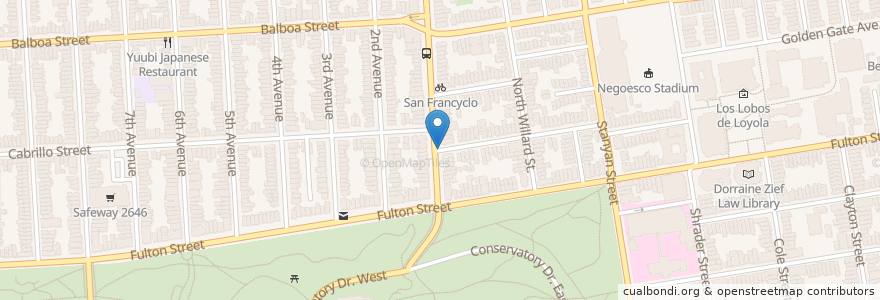 Mapa de ubicacion de McAllister & Arguello (on-street) en アメリカ合衆国, カリフォルニア州, サンフランシスコ, San Francisco.