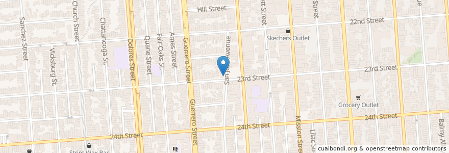 Mapa de ubicacion de San Jose & 23rd (on-street) en ایالات متحده آمریکا, کالیفرنیا, سان فرانسیسکو, سان فرانسیسکو.