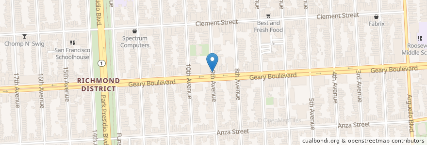 Mapa de ubicacion de 9th & Clement (on-street) en Stati Uniti D'America, California, San Francisco, San Francisco.
